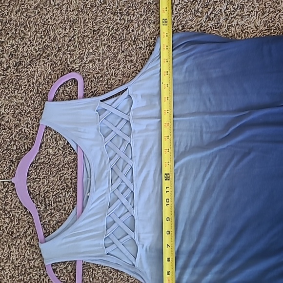 LIVI criss cross dip dyed tank top royal blue baby blue summer blouse with spand - Picture 8 of 13